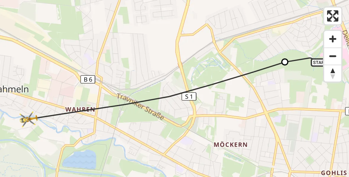 Flugroute Rettungshubschrauber Sankt Georg Hospital Leipzig Reserve - Leipzig, 22 Juli 2026, 08:44