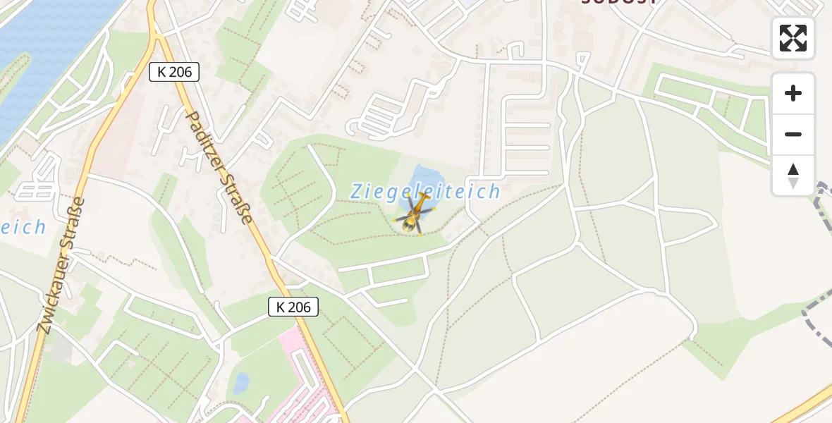 Flugroute Rettungshubschrauber Altenburg - Altenburg, 22 Juli 2026, 08:52