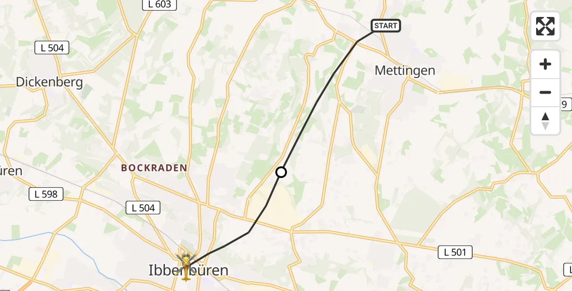 Flugroute Ambulanzhubschrauber Mettingen - Ibbenbüren, 22 Juli 2026, 10:28