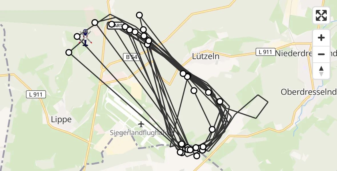 Flugroute Polizeihubschrauber Burbach - Burbach, 22 Juli 2026, 10:39