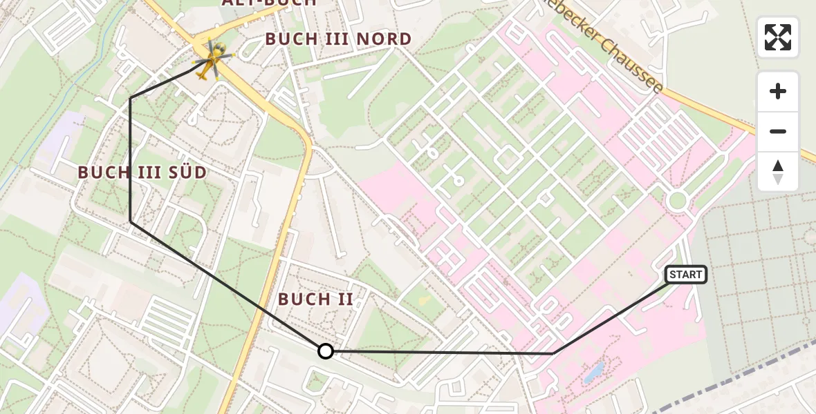 Flugroute Rettungshubschrauber Helios Clinic Berlin-Buch - Berlin, 22 Juli 2026, 10:53