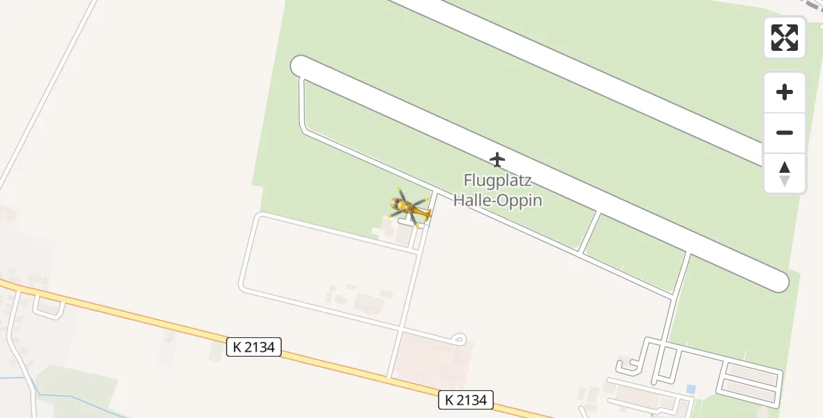 Flugroute Rettungshubschrauber Halle-Oppin Flugplatz - Halle-Oppin Flugplatz, 22 Juli 2026, 10:57