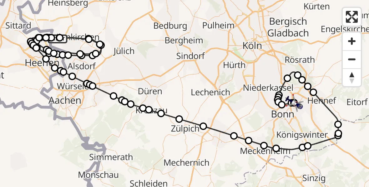 Flugroute Polizeihubschrauber Militärflugplatz Geilenkirchen - Sankt Augustin, 22 Juli 2026, 11:03