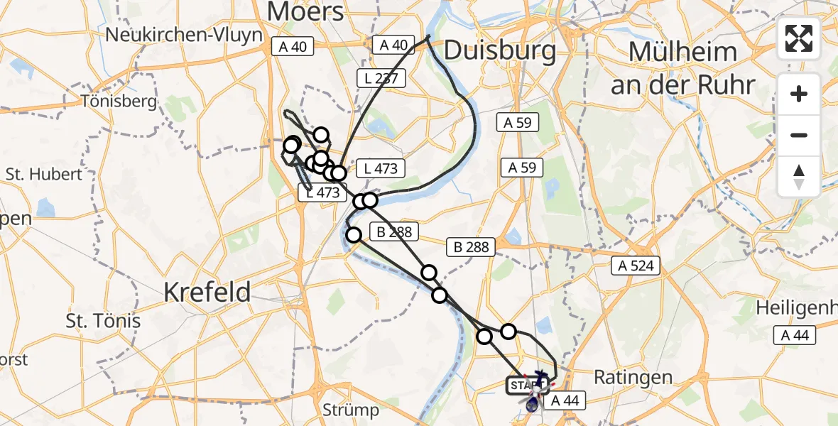 Flugroute Polizeihubschrauber Düsseldorf Flughafen - Düsseldorf Flughafen, 22 Juli 2026, 11:17