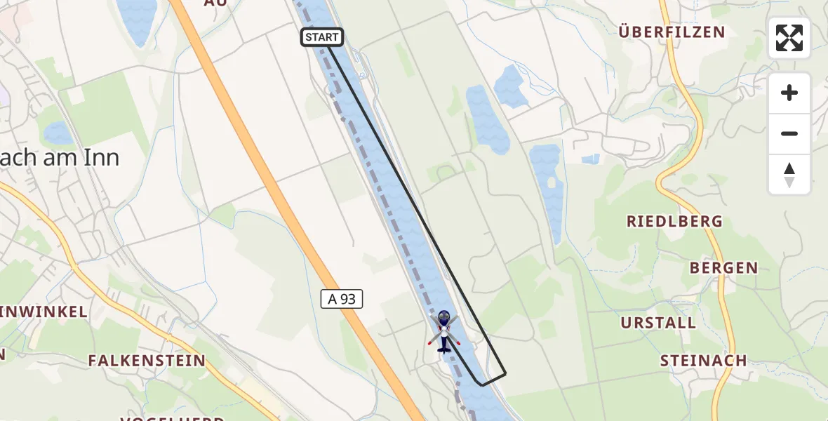 Flugroute Polizeihubschrauber Nußdorf a.Inn - Nußdorf a.Inn, 22 Juli 2026, 11:36