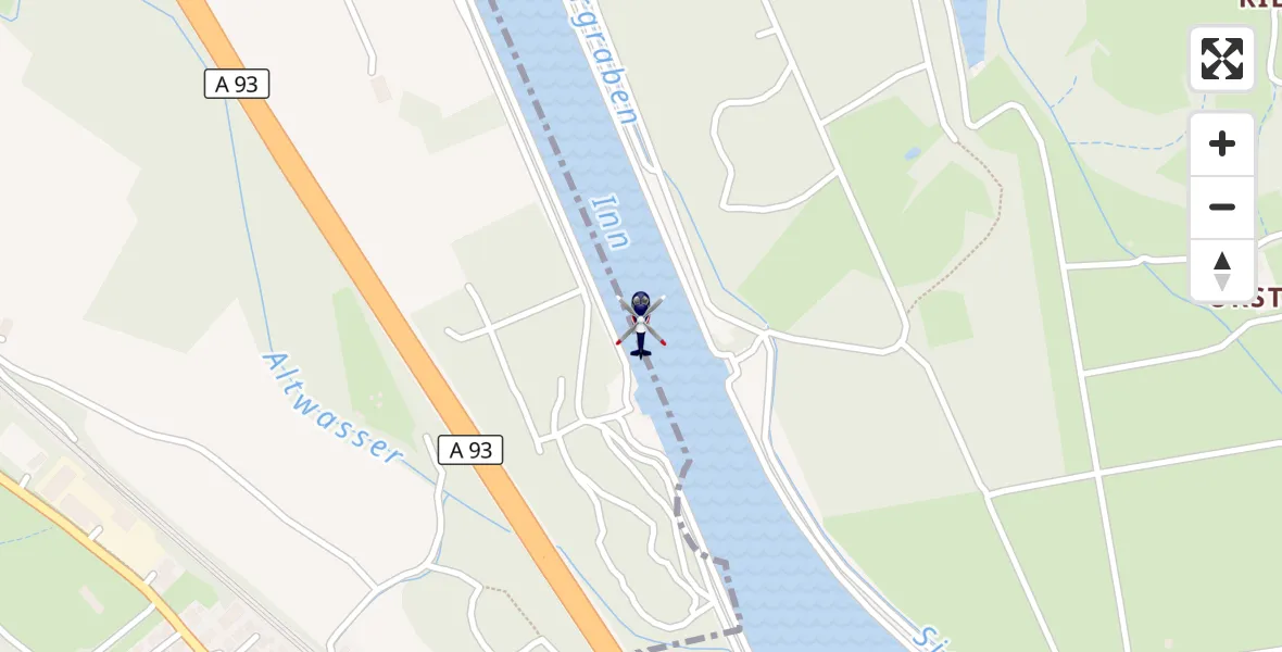 Flugroute Polizeihubschrauber Nußdorf a.Inn - Nußdorf a.Inn, 22 Juli 2026, 11:39