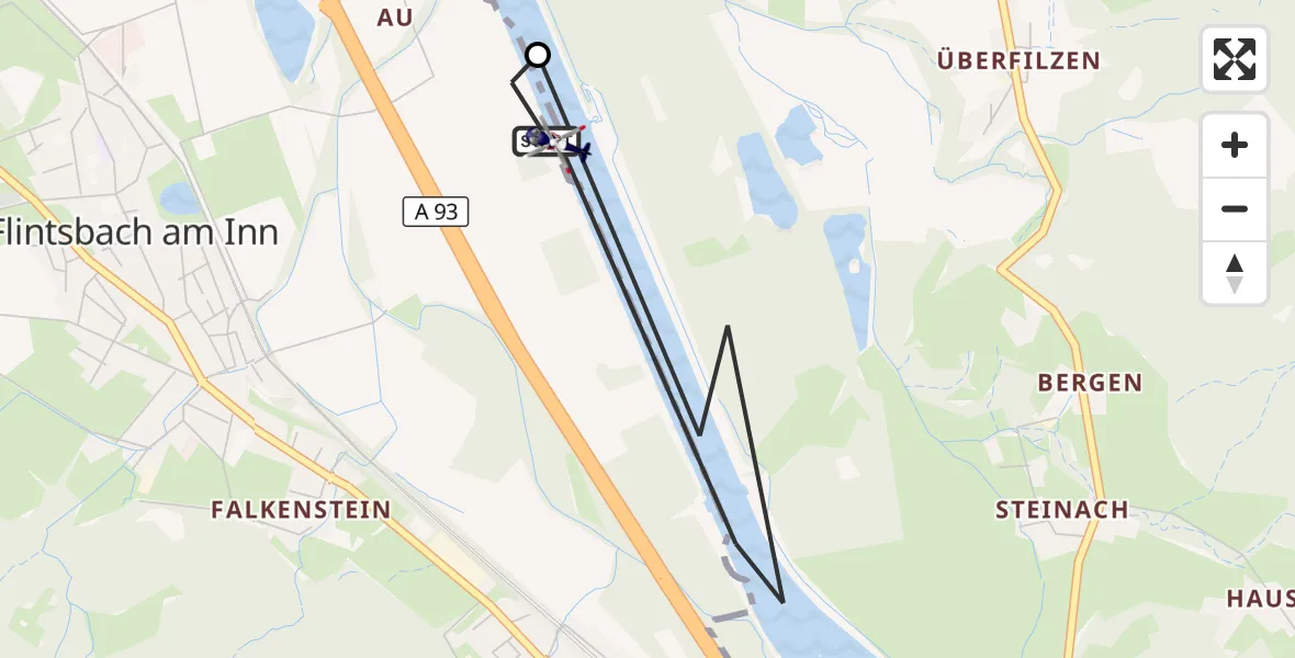 Flugroute Polizeihubschrauber Flintsbach a.Inn - Nußdorf a.Inn, 22 Juli 2026, 11:43