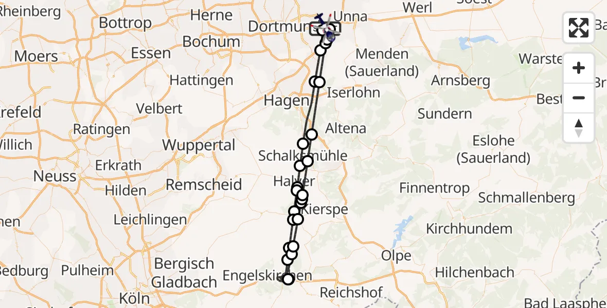 Flugroute Polizeihubschrauber Dortmund Flughafen - Dortmund Flughafen, 22 Juli 2026, 11:51