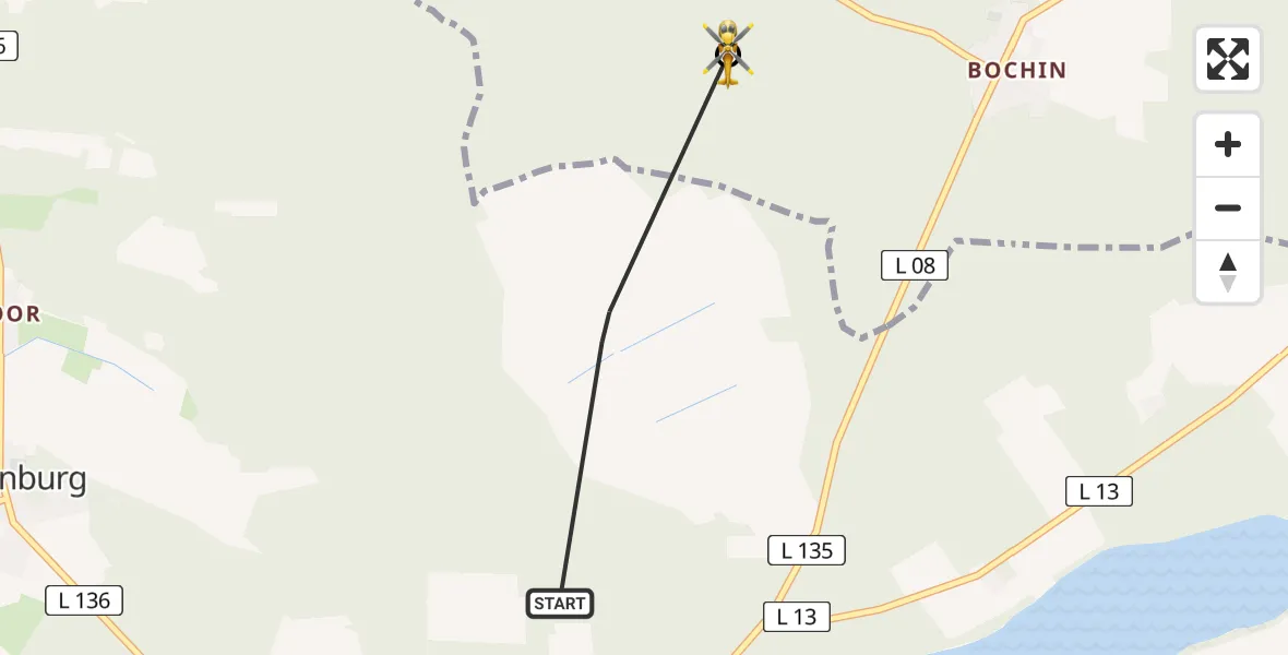 Flugroute Rettungshubschrauber Lenzen (Elbe) - Grabow, 22 Juli 2026, 12:07