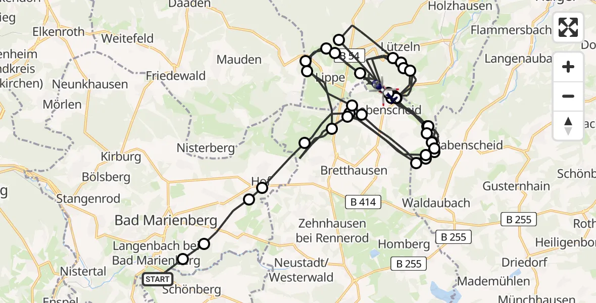 Flugroute Polizeihubschrauber Höhn - Siegerland Flughafen, 22 Juli 2026, 12:26