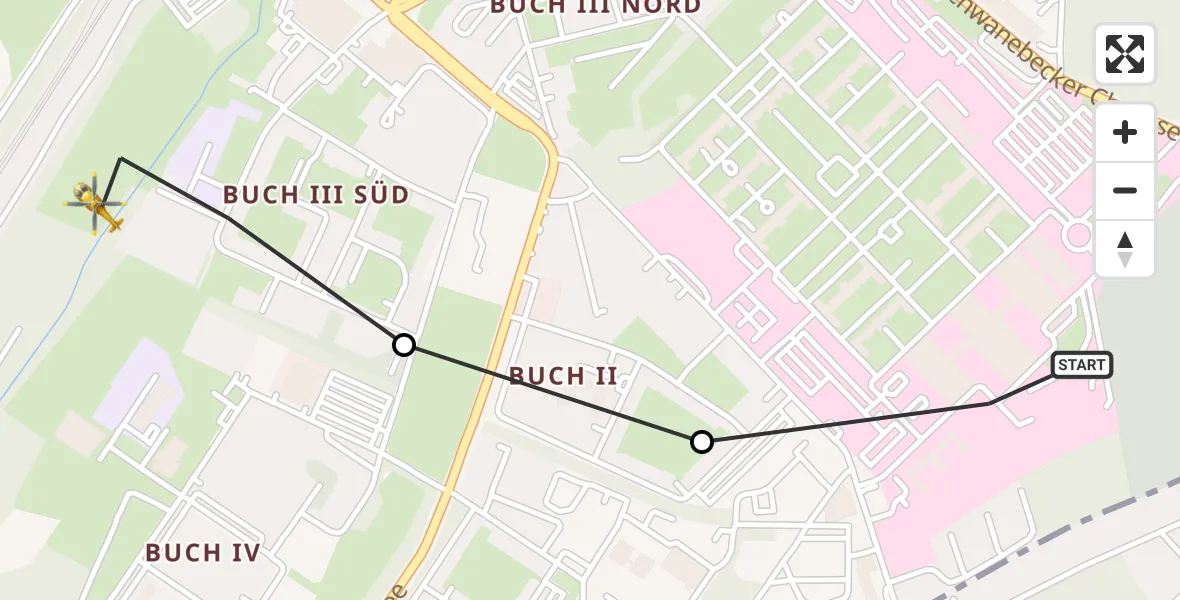 Flugroute Rettungshubschrauber Helios Clinic Berlin-Buch - Berlin, 22 Juli 2026, 12:45