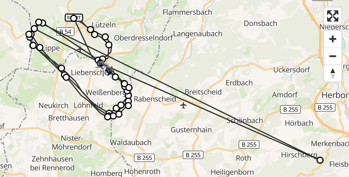 Flugroute Polizeihubschrauber Burbach - Liebenscheid, 22 Juli 2026, 12:54