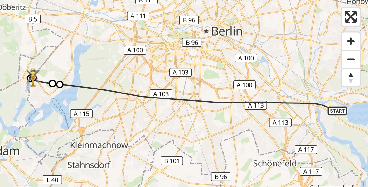 Flugroute Rettungshubschrauber Berlin - Berlin, 22 Juli 2026, 13:19