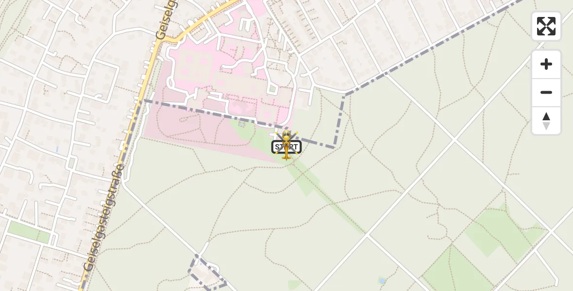 Flugroute Rettungshubschrauber ADAC Air Rescue Center Hubschrauberlandeplatz (Christoph 1) - ADAC Air Rescue Center Hubschrauberlandeplatz (Christoph 1), 22 Juli 2026, 13:56