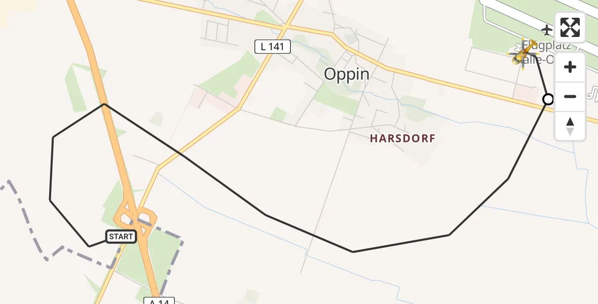 Flugroute Rettungshubschrauber Landsberg - Halle-Oppin Flugplatz, 22 Juli 2026, 14:10