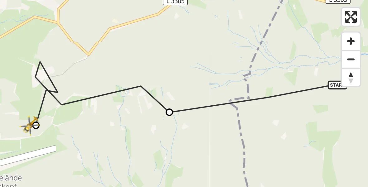 Flugroute Rettungshubschrauber Grebenhain - Hoherodskopf Flugplatz, 22 Juli 2026, 14:50