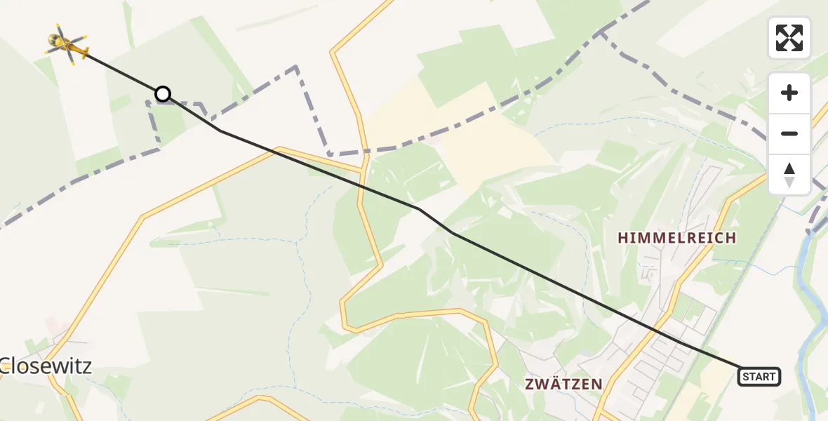 Flugroute Rettungshubschrauber Jena - Lehesten, 22 Juli 2026, 15:32