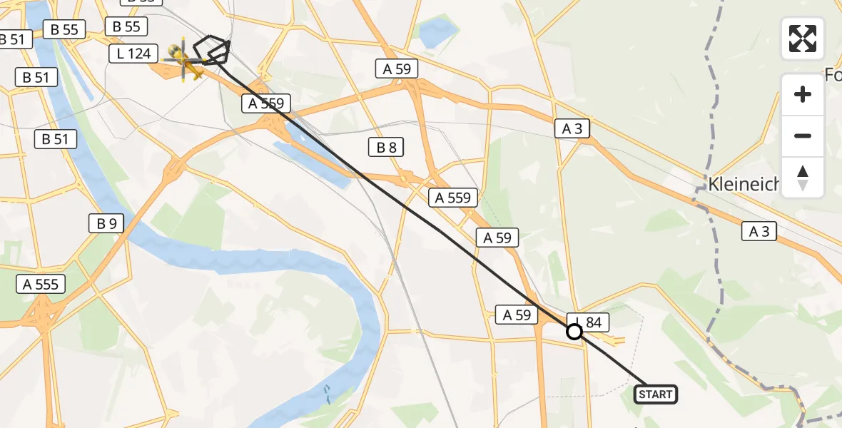 Flugroute Rettungshubschrauber Köln Bonn Flughafen - Köln, 22 Juli 2026, 17:51