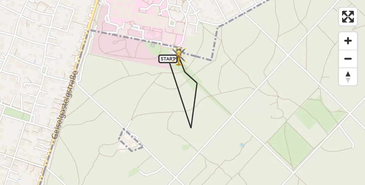 Flugroute Rettungshubschrauber ADAC Air Rescue Center Hubschrauberlandeplatz (Christoph 1) - ADAC Air Rescue Center Hubschrauberlandeplatz (Christoph 1), 22 Juli 2026, 19:16