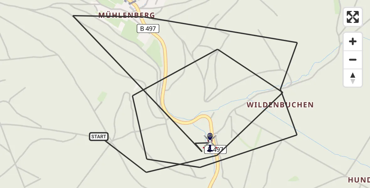 Flugroute Polizeihubschrauber Holzminden - Holzminden, 23 Juli 2026, 00:17
