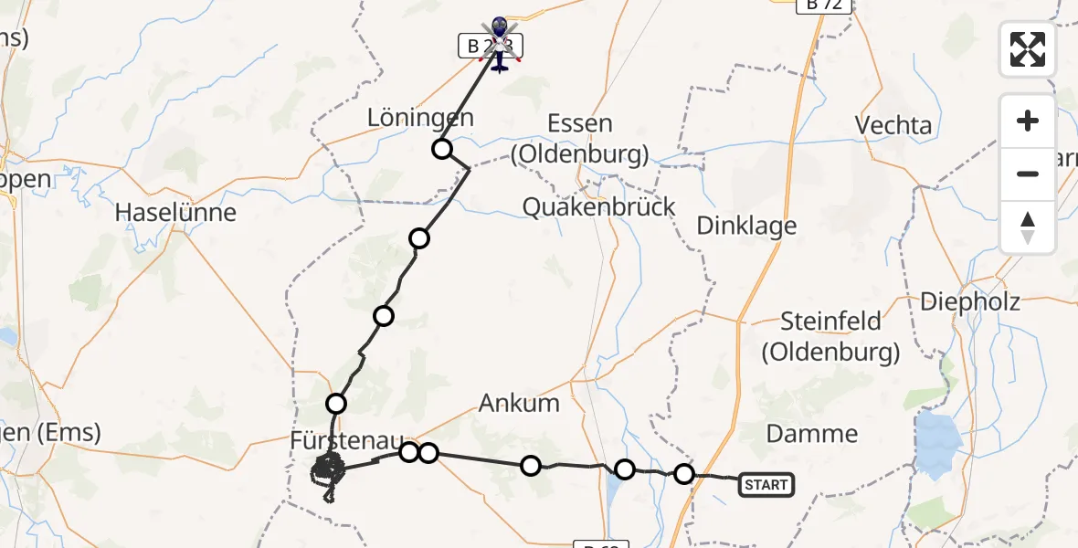 Flugroute Polizeihubschrauber Neuenkirchen-Vörden - Lastrup, 23 Juli 2026, 01:32