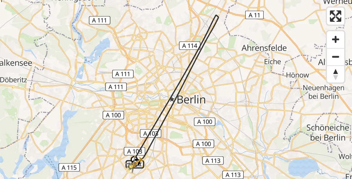 Flugroute Rettungshubschrauber Charité Clinic Benjamin Franklin Campus - Charité Clinic Benjamin Franklin Campus, 23 Juli 2026, 05:41