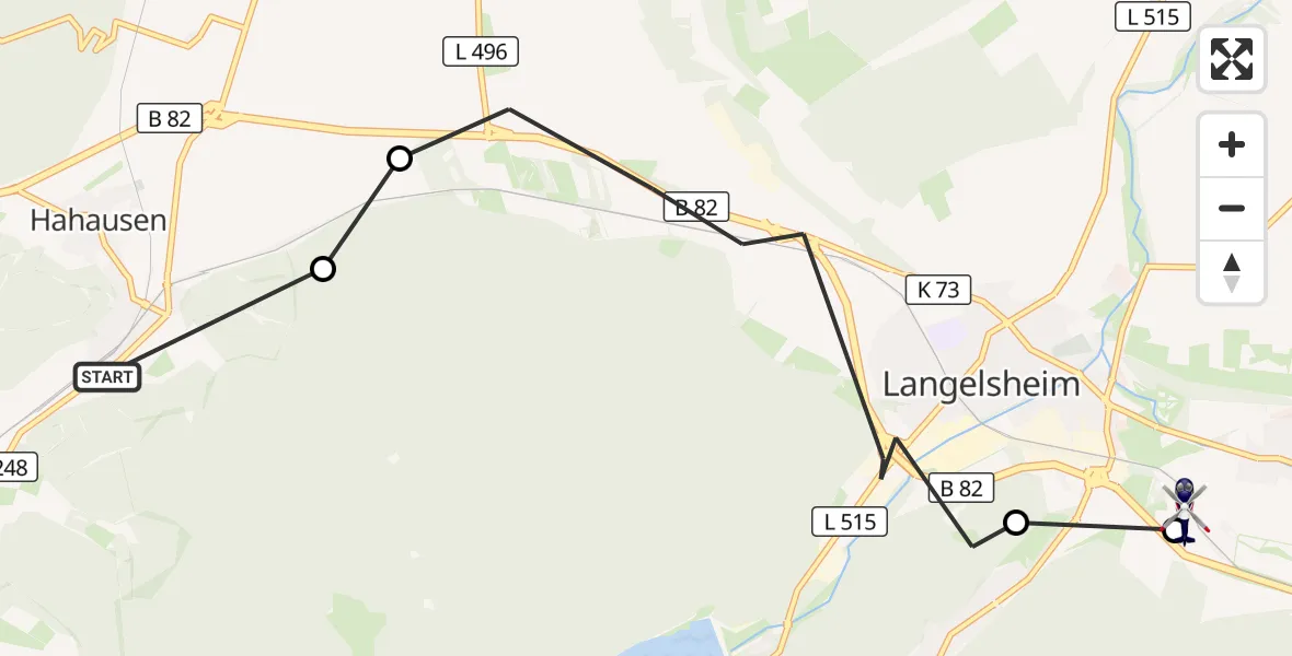 Flugroute Polizeihubschrauber Langelsheim - Langelsheim, 23 Juli 2026, 05:59