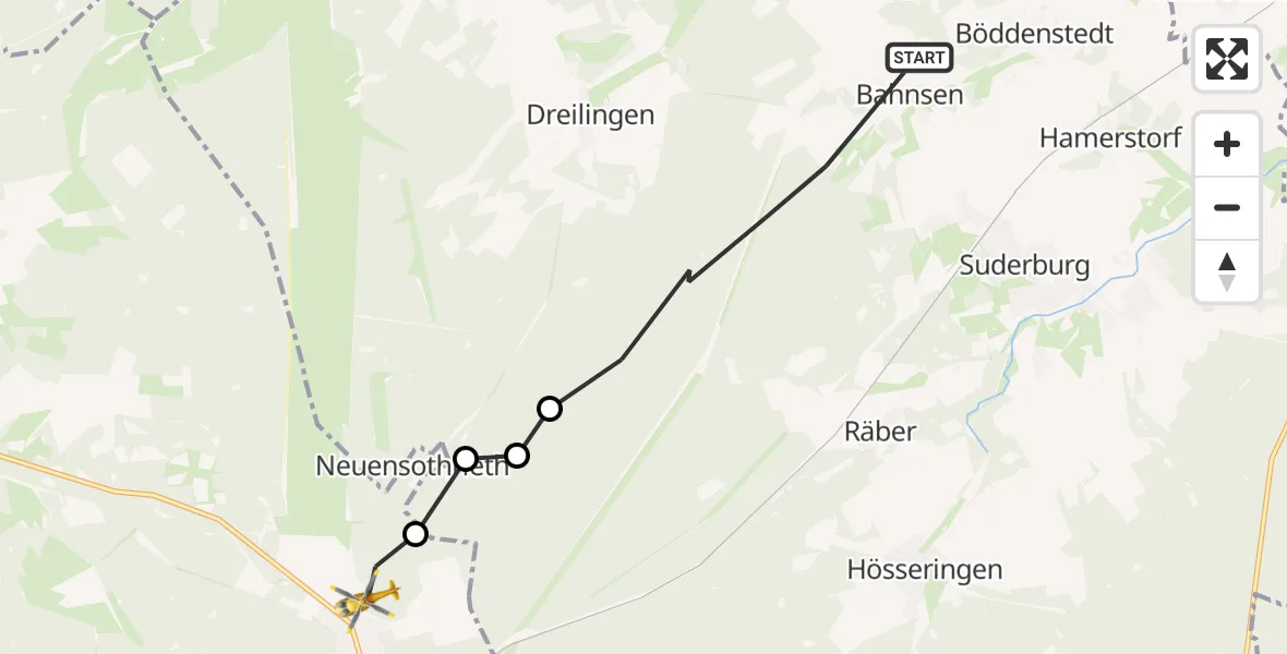 Flugroute Rettungshubschrauber Suderburg - Südheide, 23 Juli 2026, 06:42