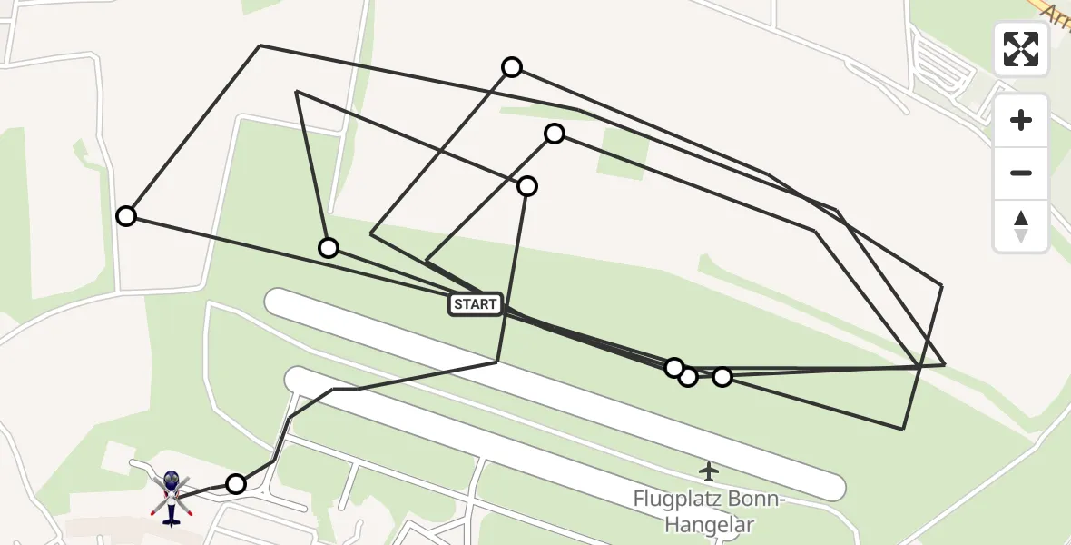 Flugroute Polizeihubschrauber Bonn-Hangelar Flugplatz - Sankt Augustin, 23 Juli 2026, 07:03