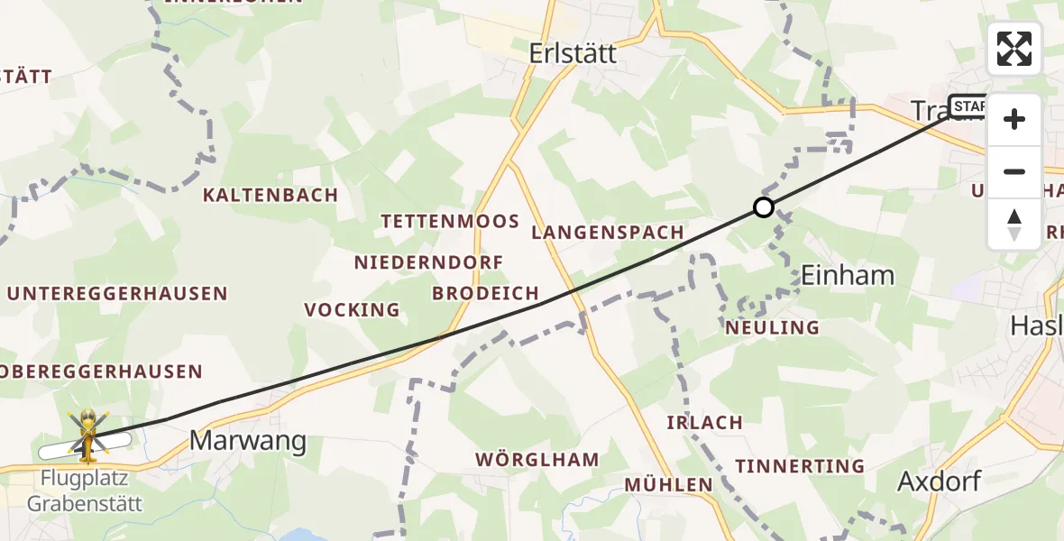 Flugroute Rettungshubschrauber Traunstein - Grabenstätt Flugplatz, 23 Juli 2026, 07:11