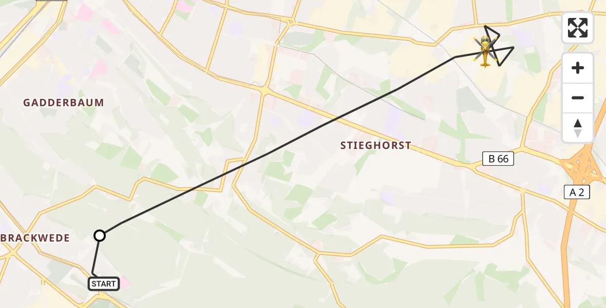 Flugroute Rettungshubschrauber Luftrettungszentrum Bielefeld - Bielefeld, 23 Juli 2026, 07:38