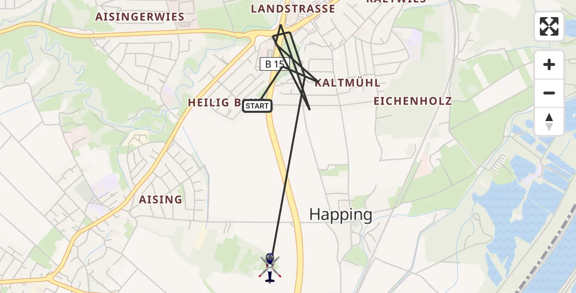 Flugroute Polizeihubschrauber Rosenheim - Rosenheim, 23 Juli 2026, 07:56