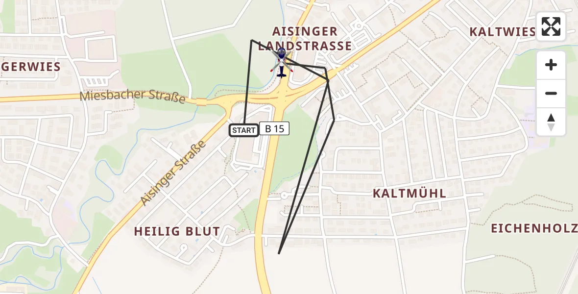 Flugroute Polizeihubschrauber Rosenheim - Rosenheim, 23 Juli 2026, 08:16