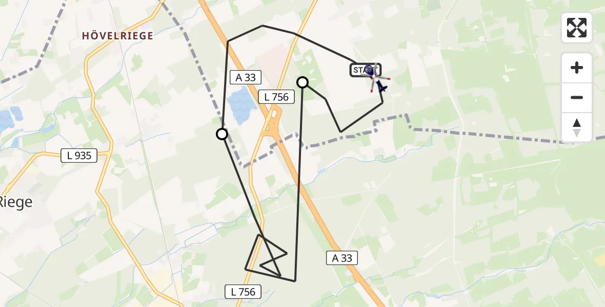 Flugroute Polizeihubschrauber Schloß Holte-Stukenbrock - Schloß Holte-Stukenbrock, 23 Juli 2026, 08:54