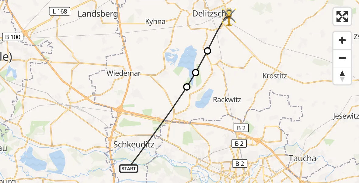 Flugroute Rettungshubschrauber Schkeuditz - Delitzsch, 23 Juli 2026, 08:56