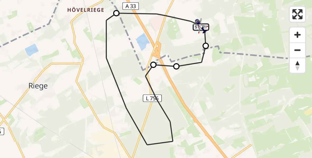 Flugroute Polizeihubschrauber Schloß Holte-Stukenbrock - Schloß Holte-Stukenbrock, 23 Juli 2026, 09:05