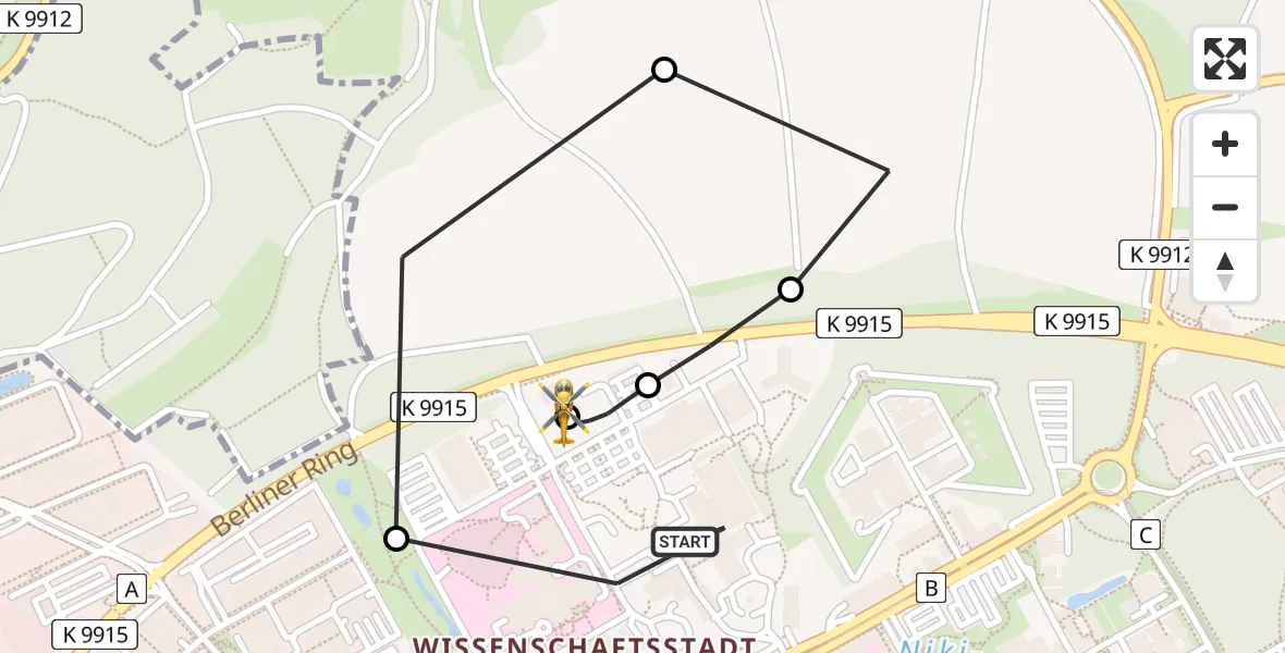 Flugroute Rettungshubschrauber Ulm Military Hospital Emergency - ADAC Air Rescue Station Ulm (Christoph 22), 23 Juli 2026, 09:17
