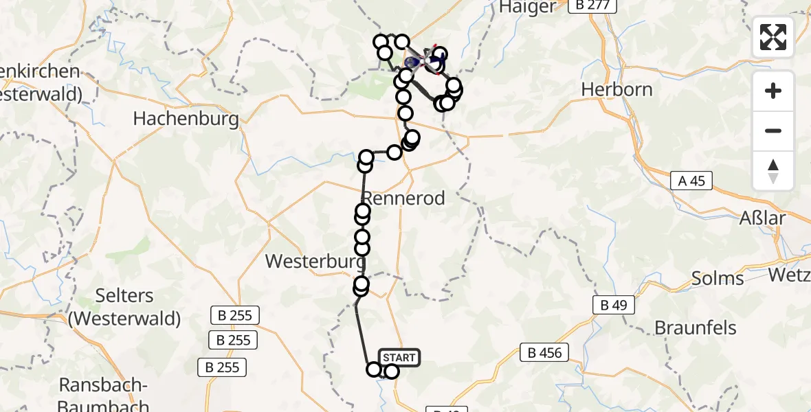 Flugroute Polizeihubschrauber Elbtal - Siegerland Flughafen, 23 Juli 2026, 09:20