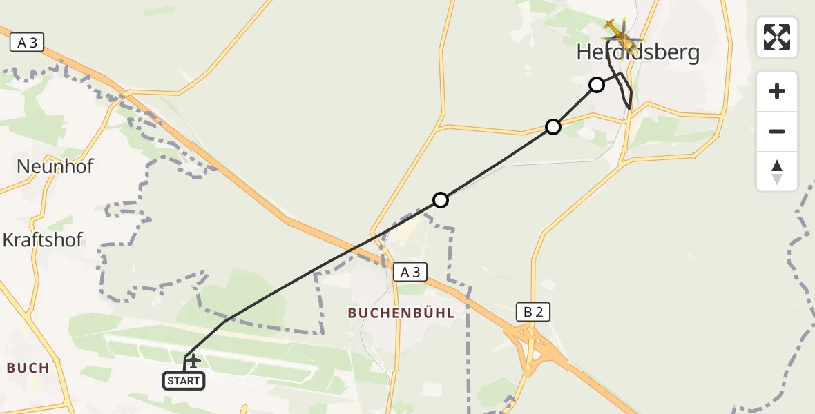 Flugroute Ambulanzhubschrauber Flughafen Nuremberg - Heroldsberg, 23 Juli 2026, 09:30