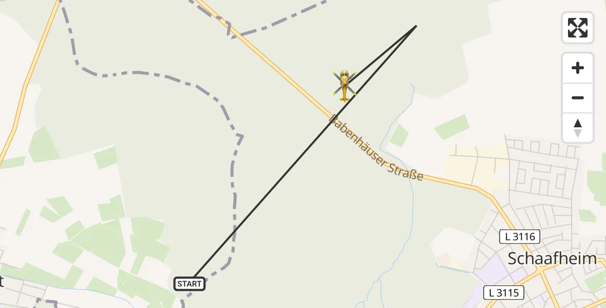 Flugroute Rettungshubschrauber Schaafheim - Schaafheim, 23 Juli 2026, 09:40