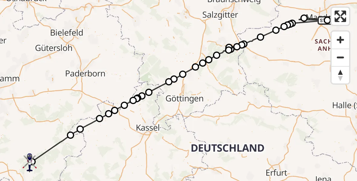 Flugroute Polizeihubschrauber Magdeburg - Kirchhundem, 23 Juli 2026, 09:44