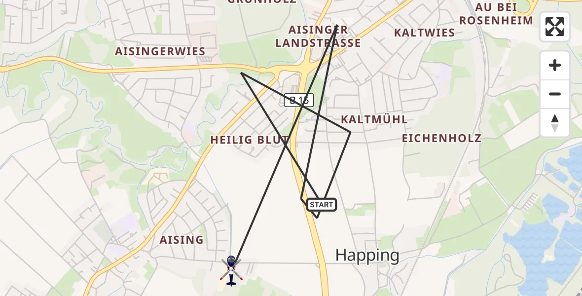 Flugroute Polizeihubschrauber Rosenheim - Rosenheim, 23 Juli 2026, 09:50