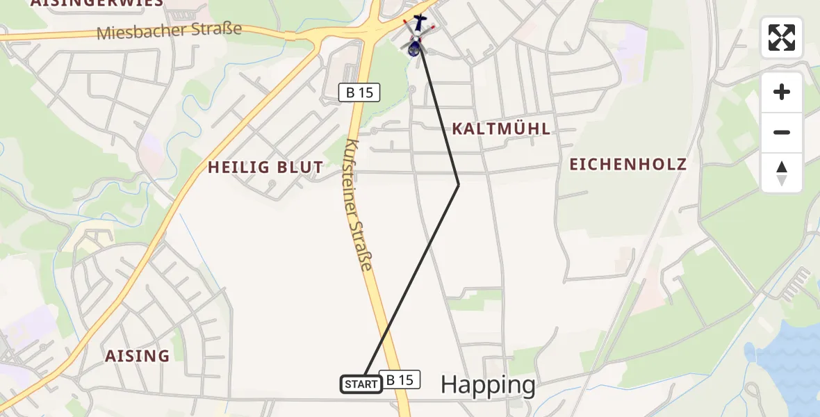 Flugroute Polizeihubschrauber Rosenheim - Rosenheim, 23 Juli 2026, 10:16