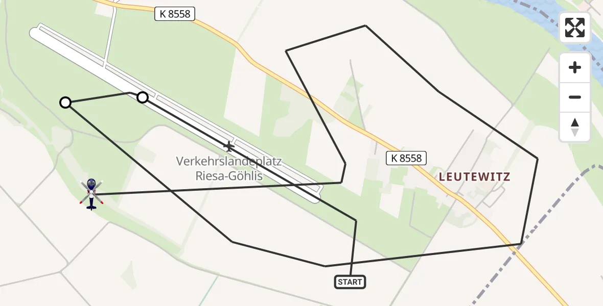 Flugroute Polizeihubschrauber Riesa - Riesa, 23 Juli 2026, 10:26