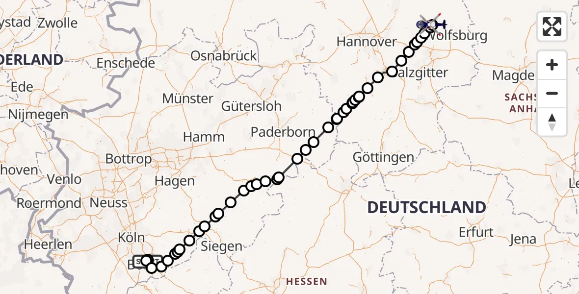 Flugroute Polizeihubschrauber Sankt Augustin - Gifhorn Bundespolizei Hubschrauberlandeplatz, 23 Juli 2026, 10:49