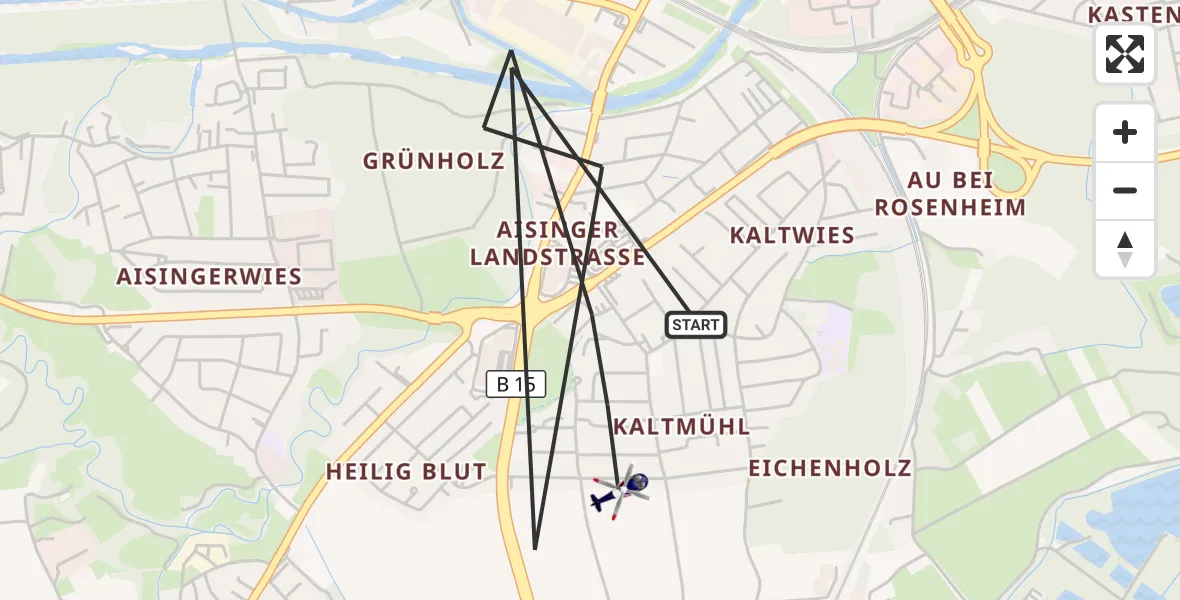 Flugroute Polizeihubschrauber Rosenheim - Rosenheim, 23 Juli 2026, 11:34