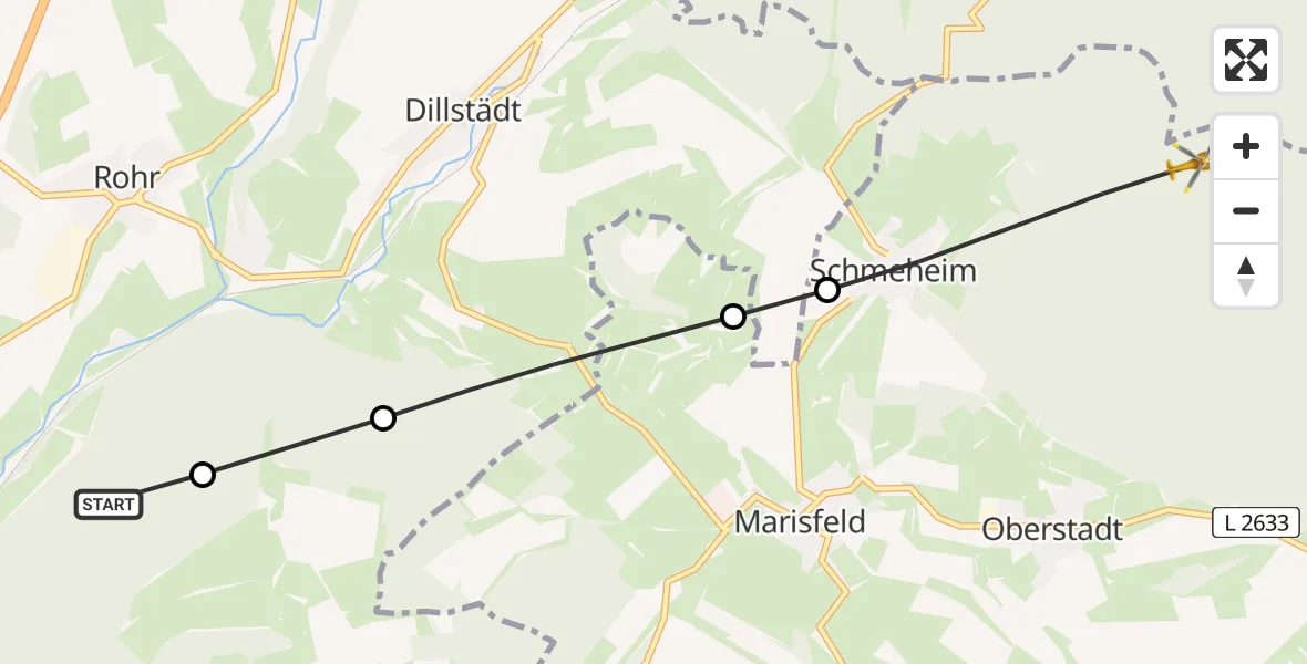 Flugroute Rettungshubschrauber Rohr - Schmeheim, 23 Juli 2026, 11:34