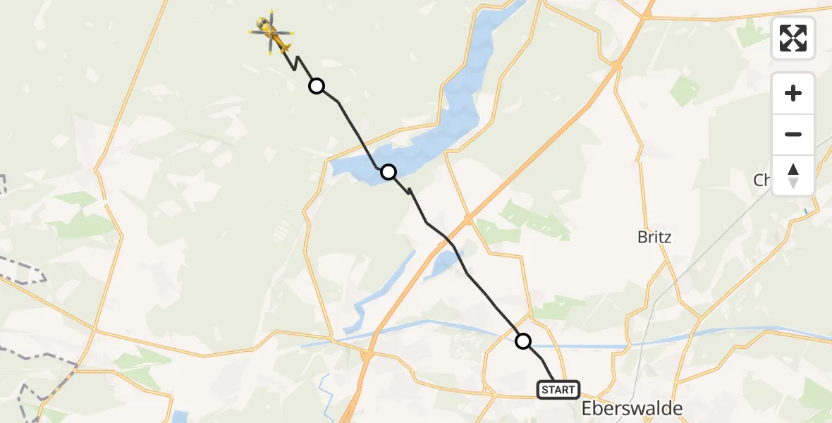 Flugroute Rettungshubschrauber Eberswalde - Schorfheide, 23 Juli 2026, 12:26