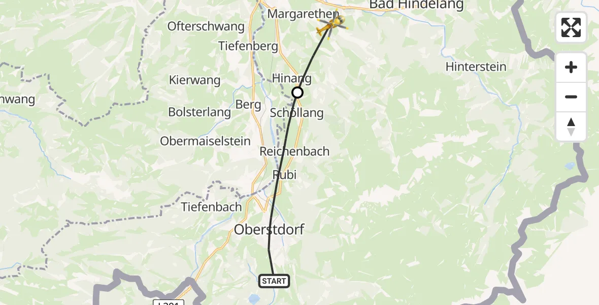 Flugroute Rettungshubschrauber Oberstdorf - Sonthofen, 23 Juli 2026, 12:56