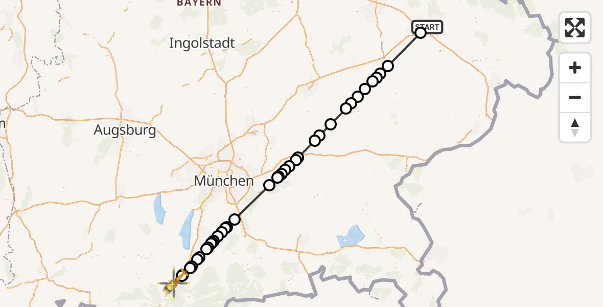 Flugroute Rettungshubschrauber Deggendorf - Riegsee, 23 Juli 2026, 13:04